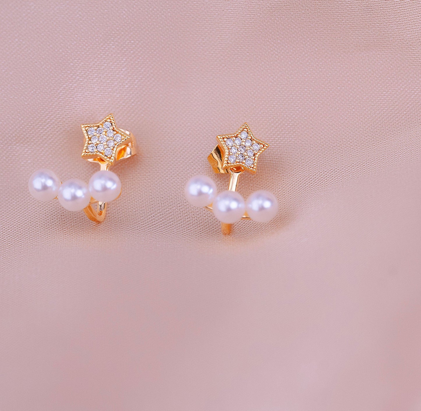 Aretes Estrellas Perlas