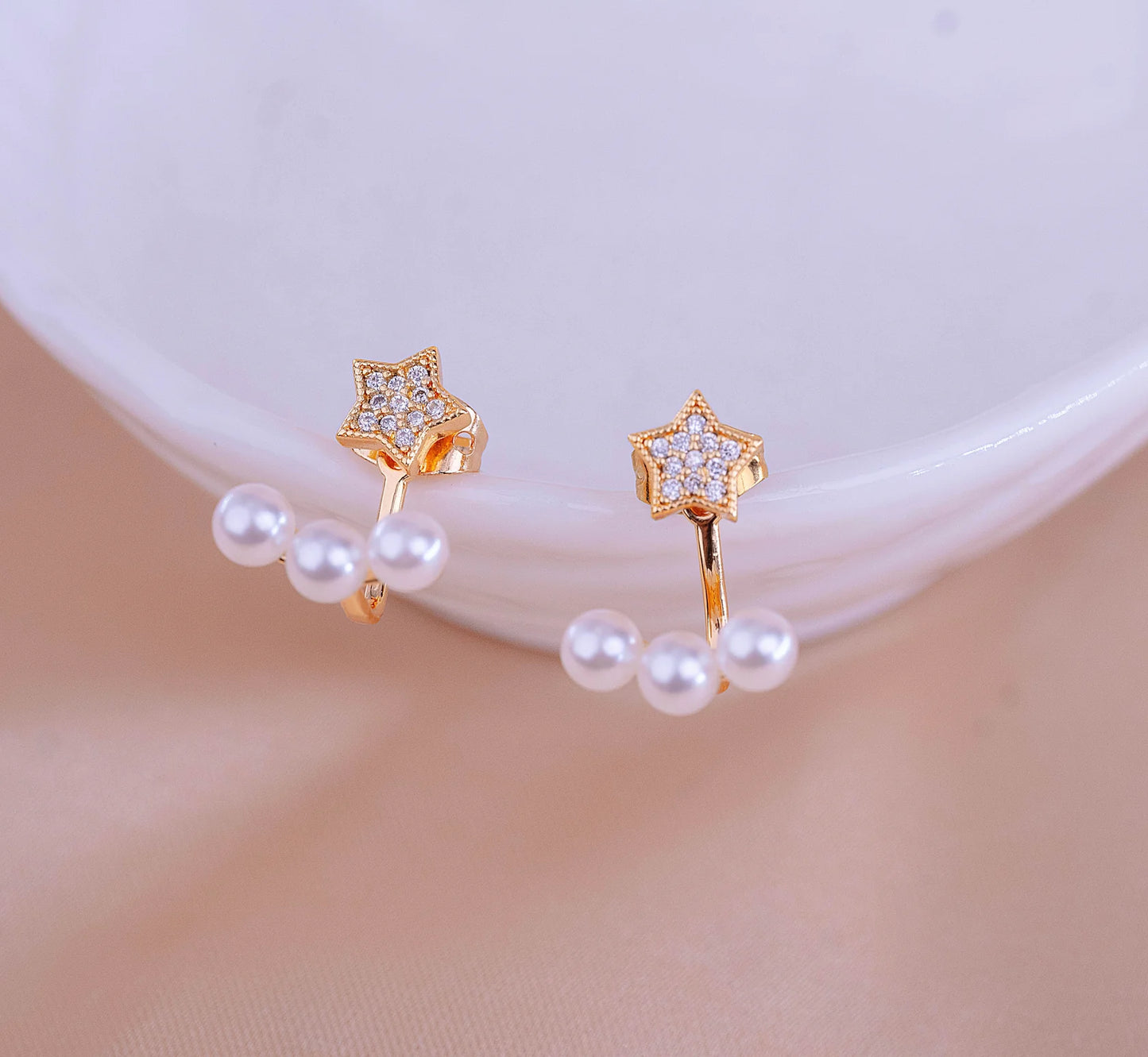 Aretes Estrellas Perlas